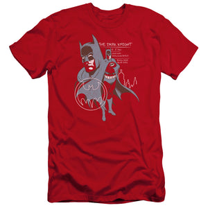 AN OFFCIALLY LICENSED BATMAN LEAN AND MUSCULAR MEN'S PREMIUM SLIM FIT T-SHIRT RED