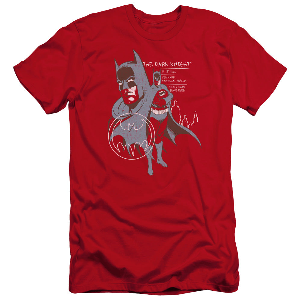 AN OFFCIALLY LICENSED BATMAN LEAN AND MUSCULAR MEN'S PREMIUM SLIM FIT T-SHIRT RED