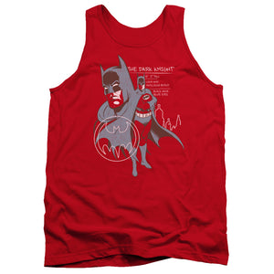 AN OFFCIALLY LICENSED BATMAN LEAN AND MUSCULAR ADULT UNISEX TANK TOP RED