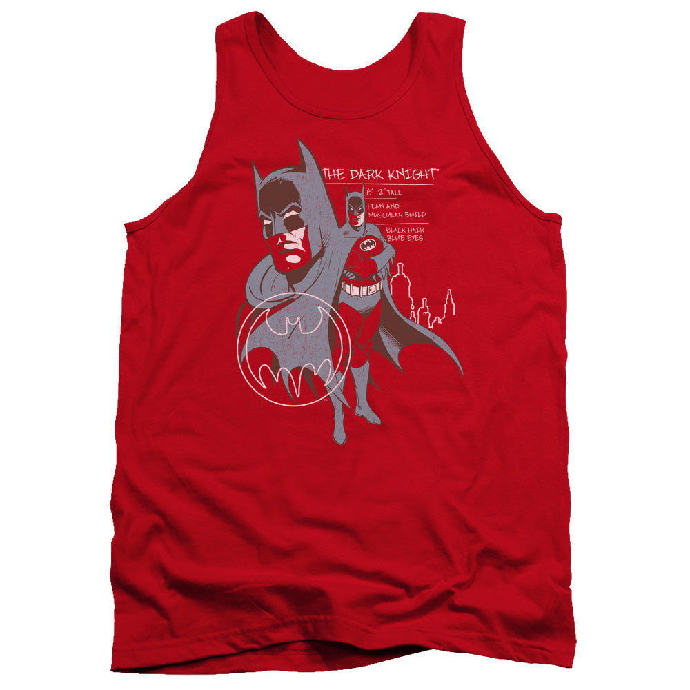 AN OFFCIALLY LICENSED BATMAN LEAN AND MUSCULAR ADULT UNISEX TANK TOP RED