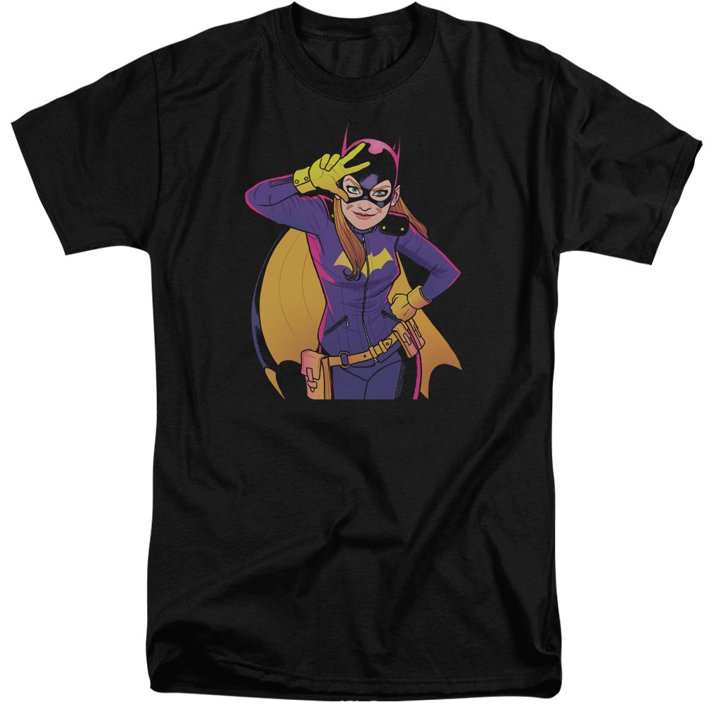 AN OFFCIALLY LICENSED BATMAN BATGIRL MOVES MEN'S TALL FIT T-SHIRT BLACK