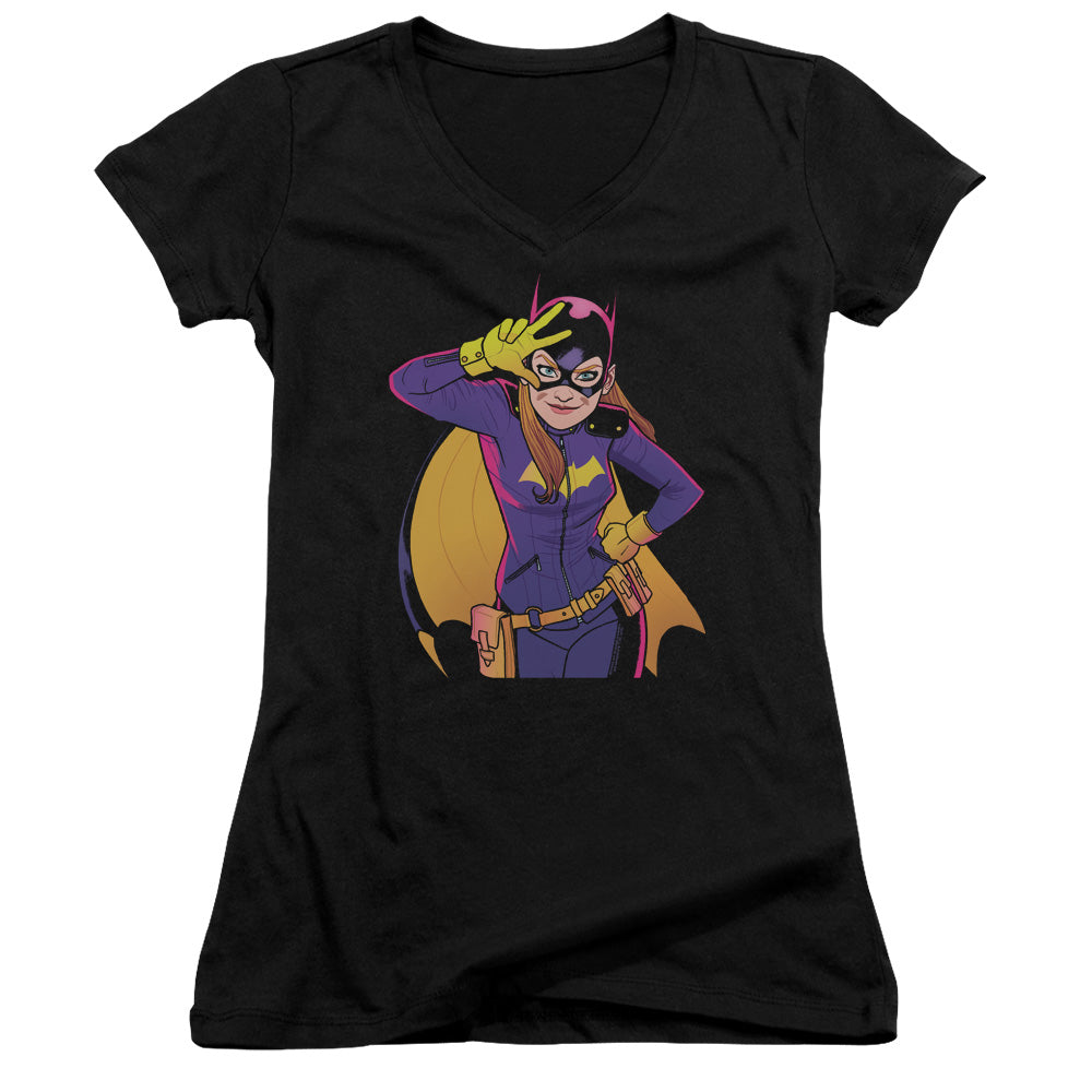 Batman Batgirl Moves Licensed Women's T-Shirt Juniors V-Neck SM
