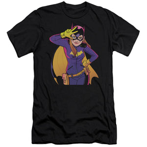 AN OFFCIALLY LICENSED BATMAN BATGIRL MOVES MEN'S PREMIUM SLIM FIT T-SHIRT BLACK