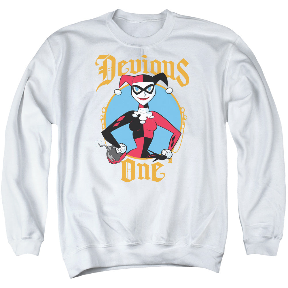 AN OFFCIALLY LICENSED BATMAN DEVIOUS ONE ADULT UNISEX CREWNECK SWEATSHIRT WHITE