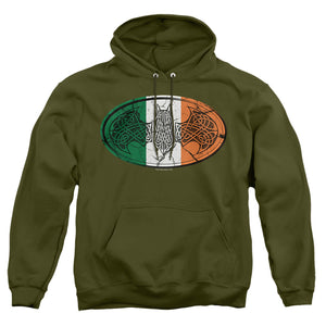 AN OFFCIALLY LICENSED BATMAN IRISH CELTIC SYMBOL ADULT UNISEX PULLOVER HOODIE MILITARY GREEN