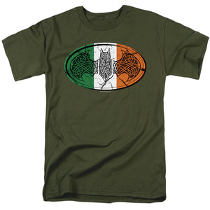AN OFFCIALLY LICENSED BATMAN IRISH CELTIC SYMBOL MEN'S REGULAR FIT T-SHIRT MILITARY GREEN