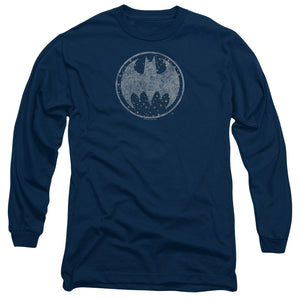 AN OFFCIALLY LICENSED BATMAN STARRY NIGHT SHIELD MEN'S LONG SLEEVE T-SHIRT NAVY