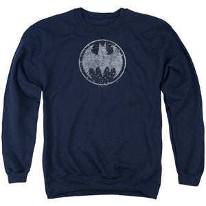 AN OFFCIALLY LICENSED BATMAN STARRY NIGHT SHIELD ADULT UNISEX CREWNECK SWEATSHIRT NAVY
