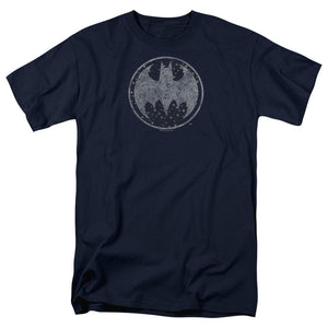 AN OFFCIALLY LICENSED BATMAN STARRY NIGHT SHIELD MEN'S REGULAR FIT T-SHIRT NAVY