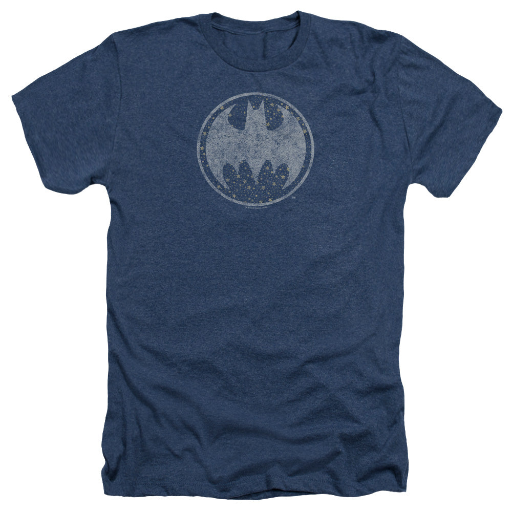 Batman Starry Night Shield Licensed Adult Unisex T-Shirt Heather Tee SM-2X