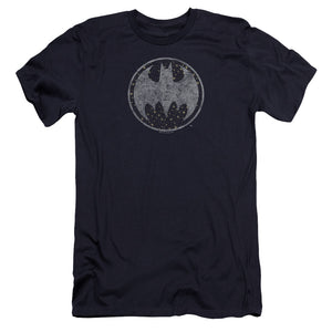 AN OFFCIALLY LICENSED BATMAN STARRY NIGHT SHIELD MEN'S PREMIUM SLIM FIT T-SHIRT NAVY