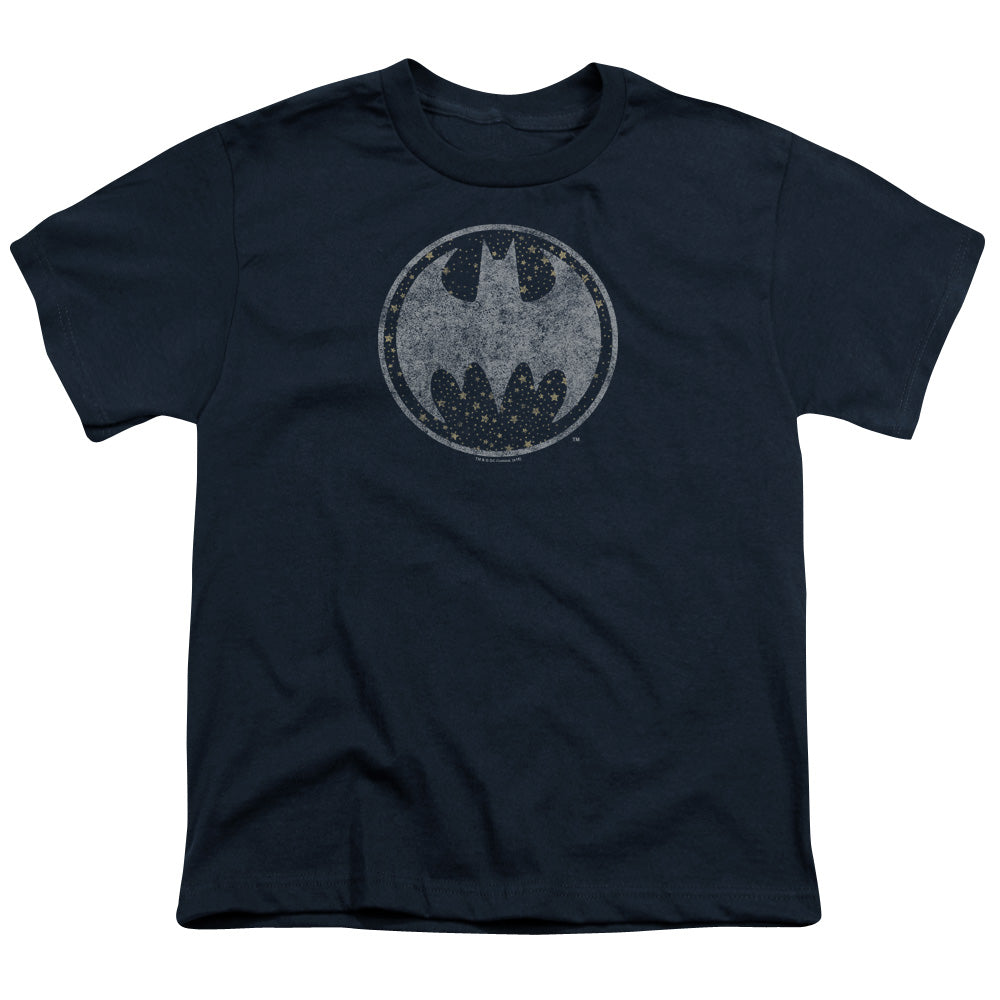 Batman Starry Night Shield Licensed Kid's T-Shirt (Ages 4-7) XS-XL