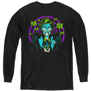 AN OFFCIALLY LICENSED BATMAN HAHAHA YOUTH LONG SLEEVE T-SHIRT BLACK