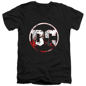 AN OFFCIALLY LICENSED BATMAN DC LOGO HARLEY MEN'S V-NECK T-SHIRT BLACK