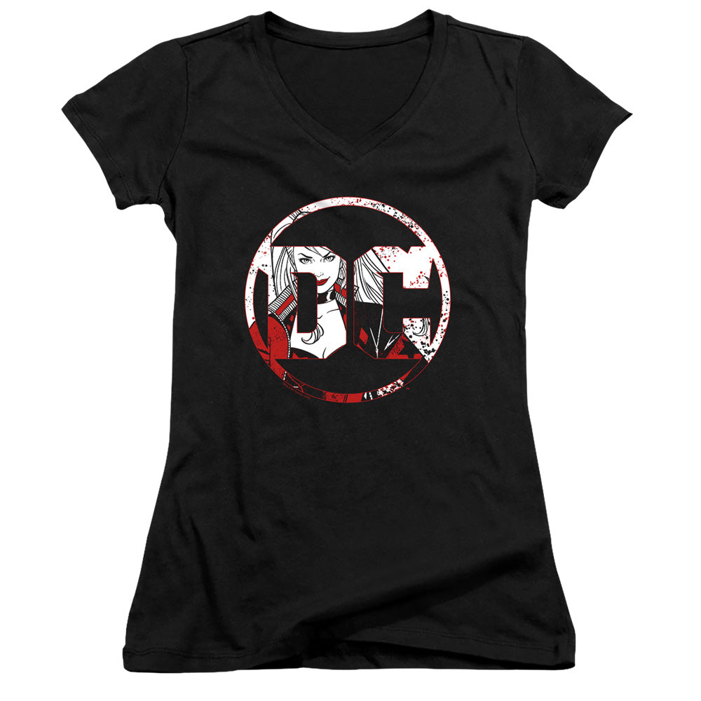 Batman Dc Logo Harley Licensed Women's T-Shirt Juniors V-Neck SM