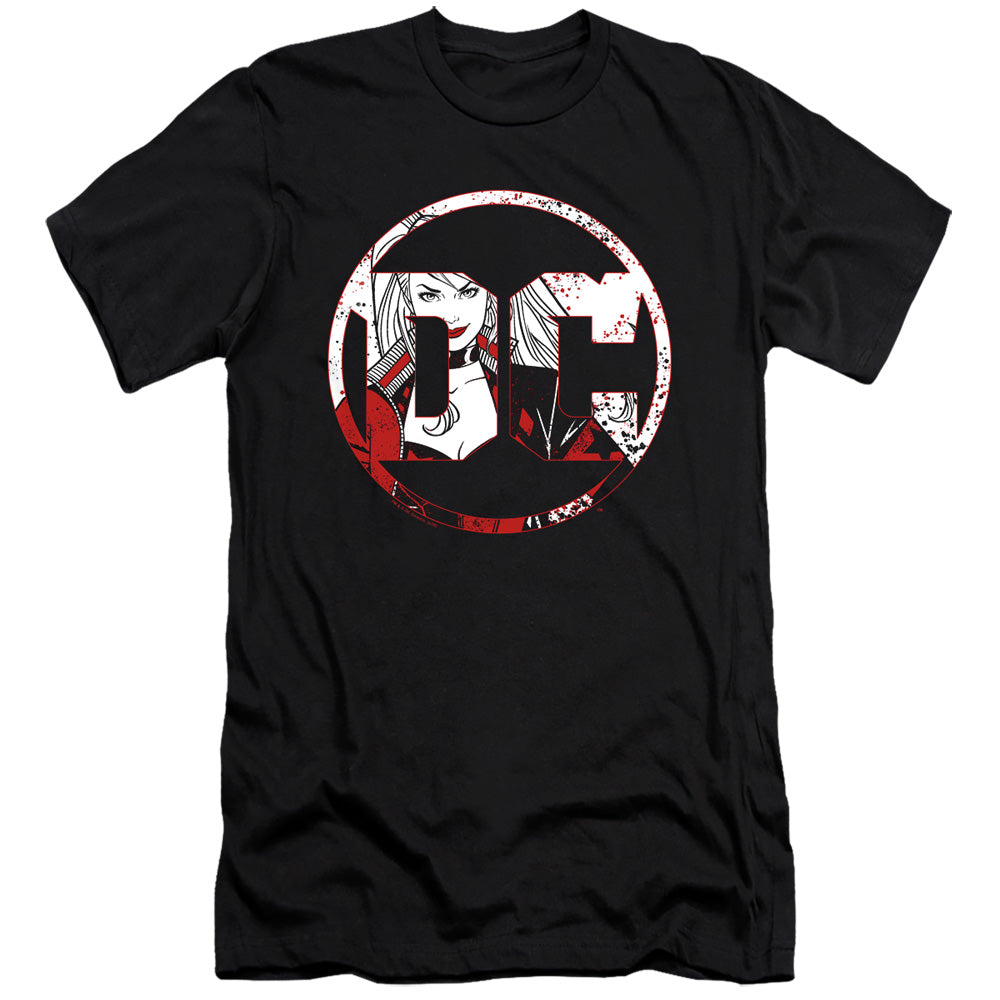 AN OFFCIALLY LICENSED BATMAN DC LOGO HARLEY MEN'S PREMIUM SLIM FIT T-SHIRT BLACK