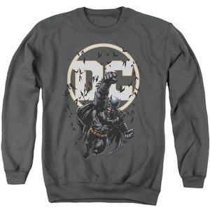 AN OFFCIALLY LICENSED BATMAN BATMAN DC ADULT UNISEX CREWNECK SWEATSHIRT CHARCOAL