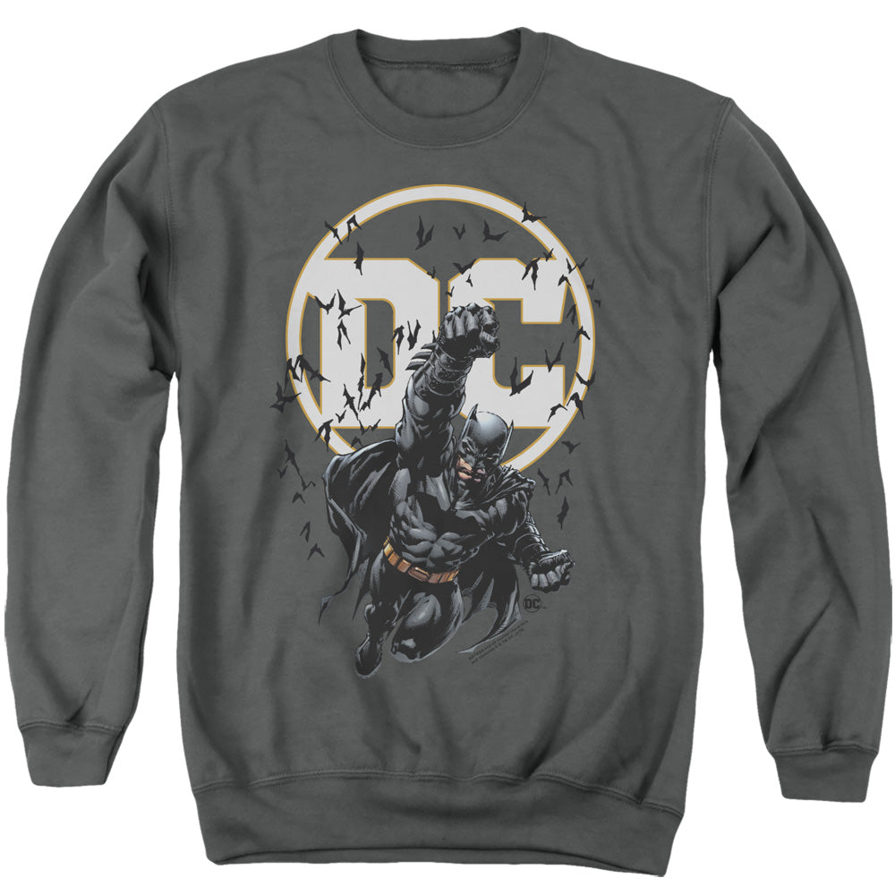 AN OFFCIALLY LICENSED BATMAN BATMAN DC ADULT UNISEX CREWNECK SWEATSHIRT CHARCOAL