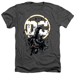 AN OFFCIALLY LICENSED BATMAN BATMAN DC MEN'S HEATHER T-SHIRT CHARCOAL