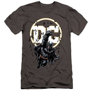 AN OFFCIALLY LICENSED BATMAN BATMAN DC MEN'S PREMIUM SLIM FIT T-SHIRT CHARCOAL