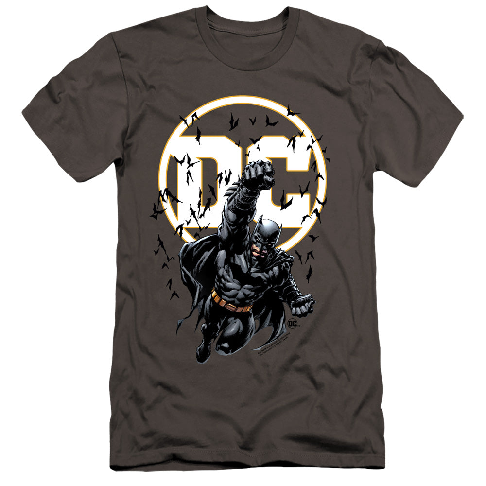AN OFFCIALLY LICENSED BATMAN BATMAN DC MEN'S PREMIUM SLIM FIT T-SHIRT CHARCOAL
