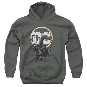 AN OFFCIALLY LICENSED BATMAN BATMAN DC YOUTH HOODIE CHARCOAL