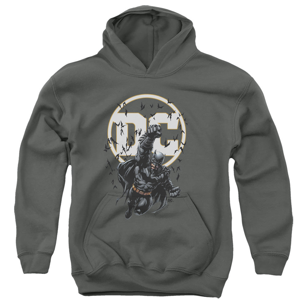 AN OFFCIALLY LICENSED BATMAN BATMAN DC YOUTH HOODIE CHARCOAL