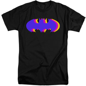 AN OFFCIALLY LICENSED BATMAN TRI COLORED SYMBOL MEN'S TALL FIT T-SHIRT BLACK