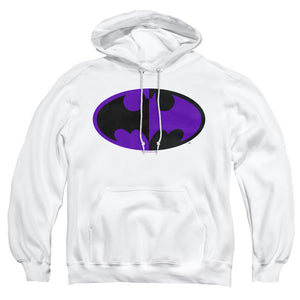AN OFFCIALLY LICENSED BATMAN SPLIT SYMBOL ADULT UNISEX PULLOVER HOODIE WHITE