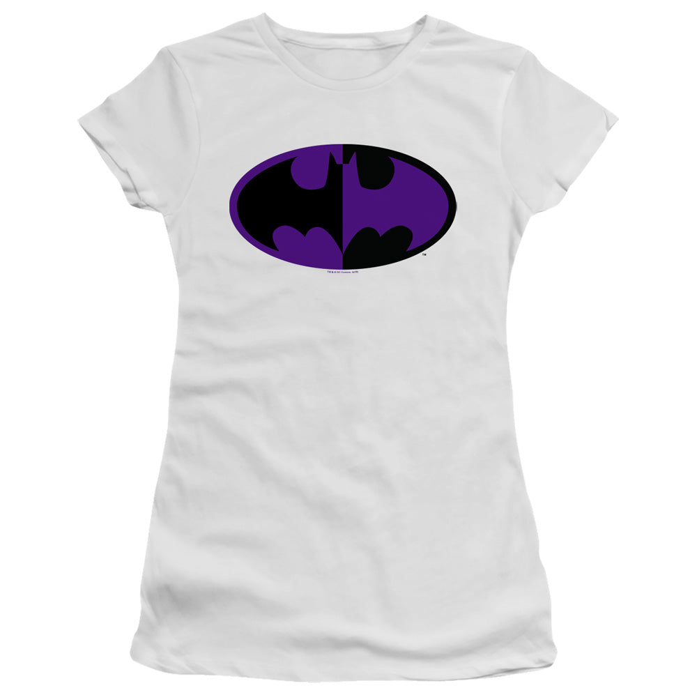 Batman Split Symbol Licensed Women's T-Shirt Juniors LG-2X