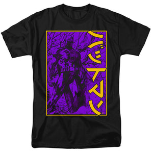 AN OFFCIALLY LICENSED BATMAN BIG FRAMED KANJI MEN'S REGULAR FIT T-SHIRT BLACK