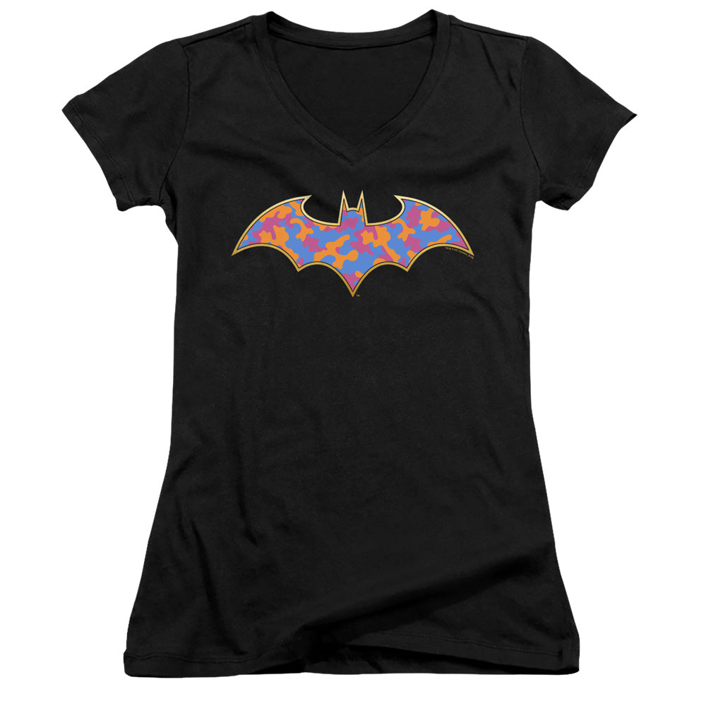 Batman Gold Camo Licensed Women's T-Shirt Juniors V-Neck SM