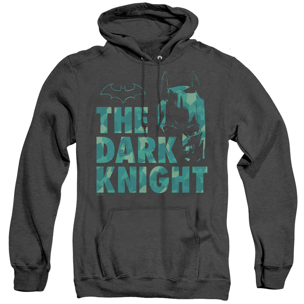 AN OFFCIALLY LICENSED BATMAN CUTTING PATTERN ADULT UNISEX HEATHER PULLOVER HOODIE BLACK