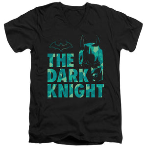 AN OFFCIALLY LICENSED BATMAN CUTTING PATTERN MEN'S V-NECK T-SHIRT BLACK