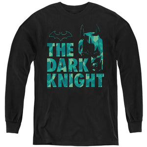 AN OFFCIALLY LICENSED BATMAN CUTTING PATTERN YOUTH LONG SLEEVE T-SHIRT BLACK