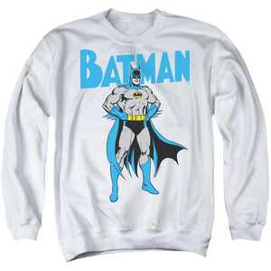 AN OFFCIALLY LICENSED BATMAN STANCE ADULT UNISEX CREWNECK SWEATSHIRT WHITE