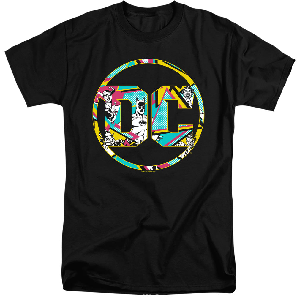 AN OFFCIALLY LICENSED BATMAN 80S BAT LOGO MEN'S TALL FIT T-SHIRT BLACK