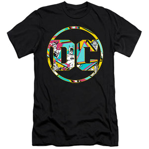 AN OFFCIALLY LICENSED BATMAN 80S BAT LOGO MEN'S PREMIUM SLIM FIT T-SHIRT BLACK