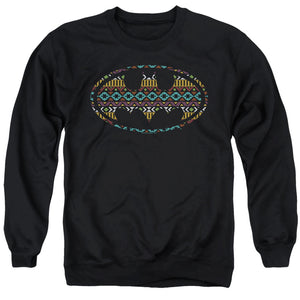 AN OFFCIALLY LICENSED BATMAN AZTEC FILL ADULT UNISEX CREWNECK SWEATSHIRT BLACK