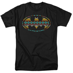 AN OFFCIALLY LICENSED BATMAN AZTEC FILL MEN'S REGULAR FIT T-SHIRT BLACK