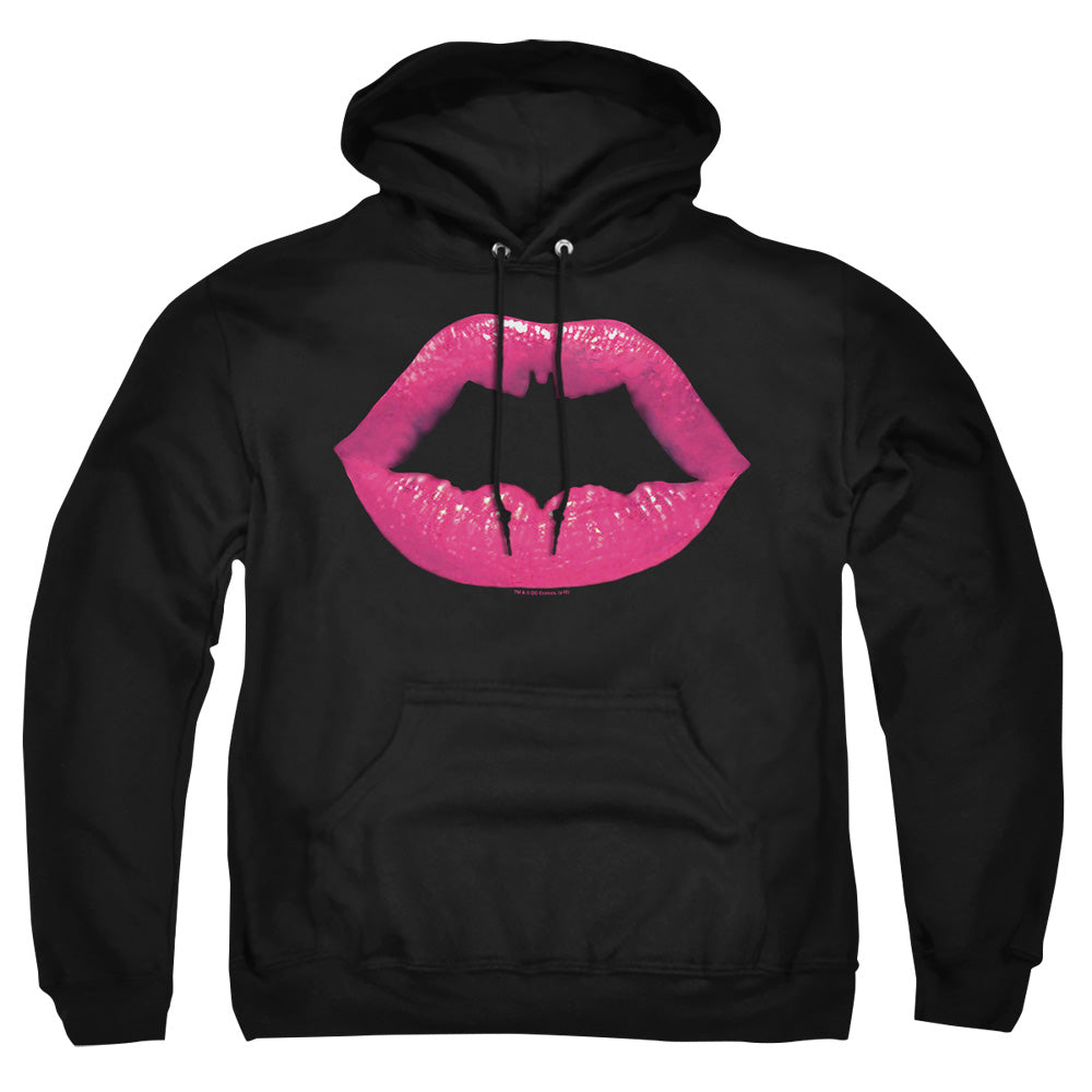 AN OFFCIALLY LICENSED BATMAN BAT KISS ADULT UNISEX PULLOVER HOODIE BLACK