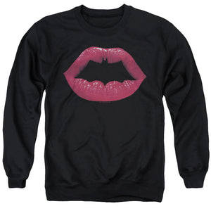 AN OFFCIALLY LICENSED BATMAN BAT KISS ADULT UNISEX CREWNECK SWEATSHIRT BLACK