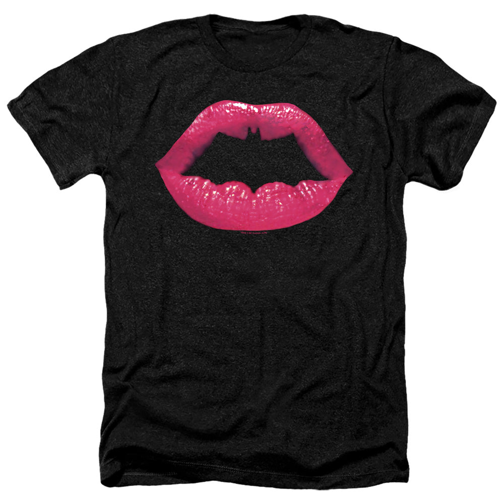 AN OFFCIALLY LICENSED BATMAN BAT KISS MEN'S HEATHER T-SHIRT CHARCOAL