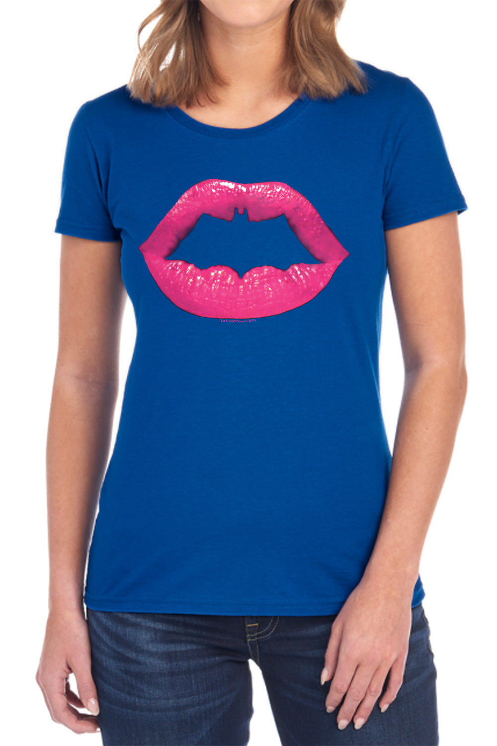 AN OFFCIALLY LICENSED BATMAN BAT KISS WOMEN'S REGULAR FIT T-SHIRT BLACK