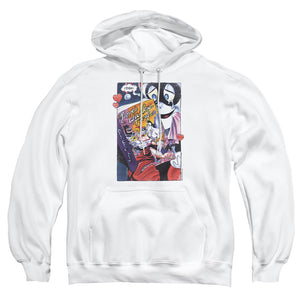 AN OFFCIALLY LICENSED BATMAN LOVES WACKY FURY ADULT UNISEX PULLOVER HOODIE WHITE