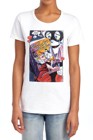 AN OFFCIALLY LICENSED BATMAN LOVES WACKY FURY WOMEN'S REGULAR FIT T-SHIRT WHITE