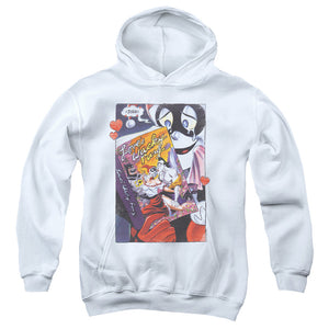 AN OFFCIALLY LICENSED BATMAN LOVES WACKY FURY YOUTH HOODIE WHITE