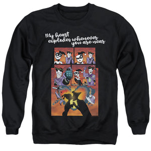AN OFFCIALLY LICENSED BATMAN EXPLODE ADULT UNISEX CREWNECK SWEATSHIRT BLACK