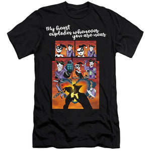 AN OFFCIALLY LICENSED BATMAN EXPLODE MEN'S PREMIUM SLIM FIT T-SHIRT BLACK