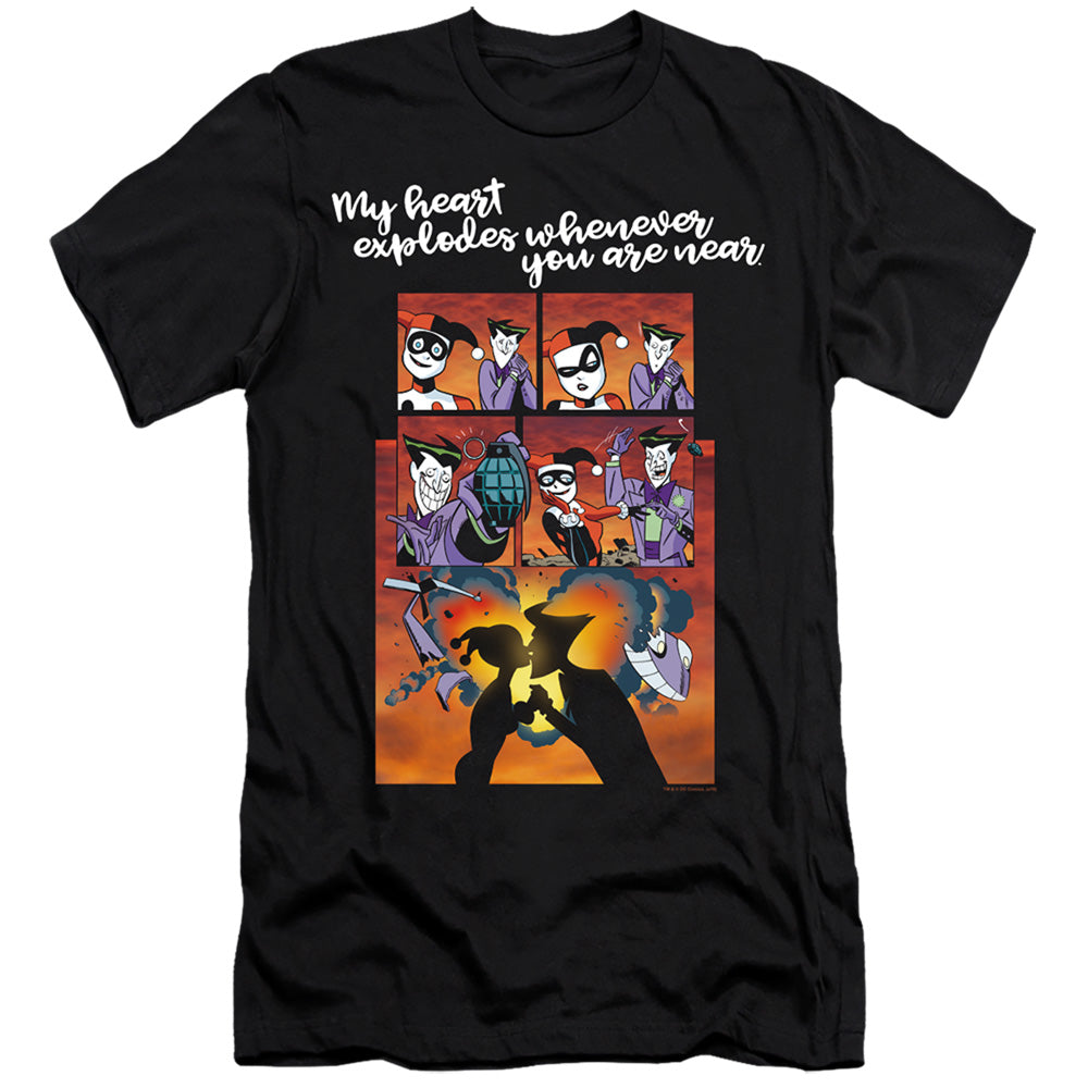 AN OFFCIALLY LICENSED BATMAN EXPLODE MEN'S PREMIUM SLIM FIT T-SHIRT BLACK